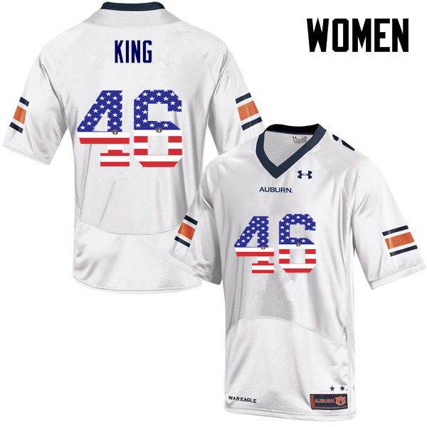 Auburn Tigers Women's Caleb King #46 White Under Armour Stitched College USA Flag Fashion NCAA Authentic Football Jersey YNM5774OO